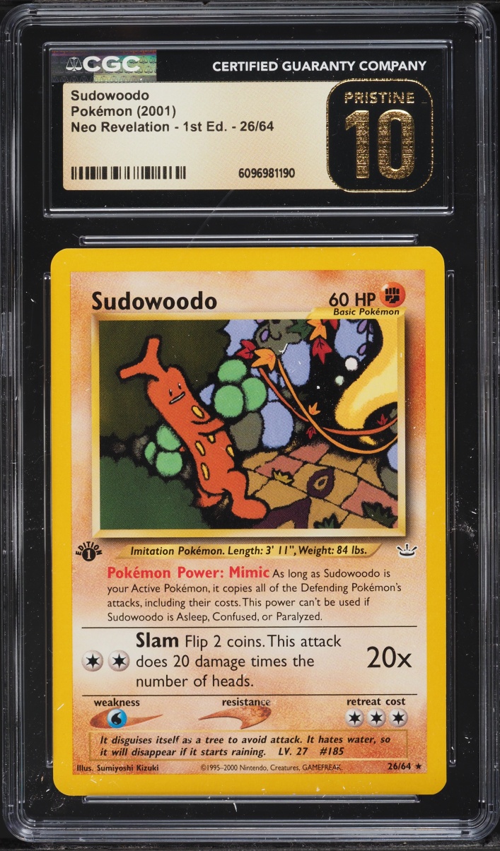 2001 Pokemon Neo Revelation 1st Edition Sudowoodo #26 CGC 10 PRISTINE