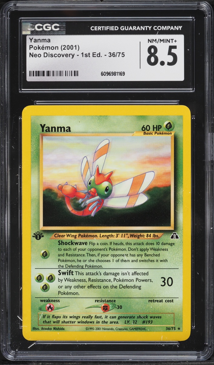 2001 Pokemon Neo Discovery 1st Edition Yanma #36 CGC 8.5 NM-MT+