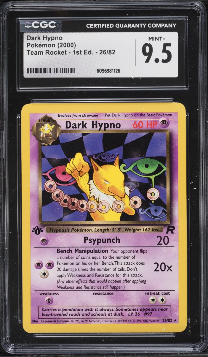 2000 Pokemon Team Rocket 1st Edition Dark Hypno #26 CGC 9.5 MINT+