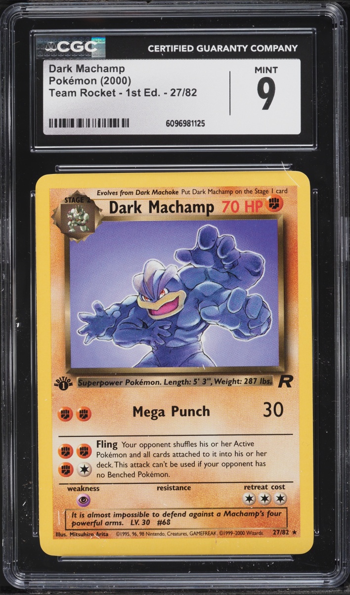 2000 Pokemon Team Rocket 1st Edition Dark Machamp #27 CGC 9 MINT
