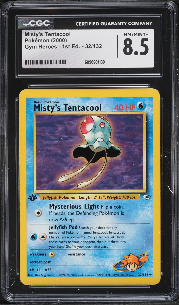 2000 Pokemon Gym Heroes 1st Edition Misty's Tentacool #32 CGC 8.5 NM-MT+