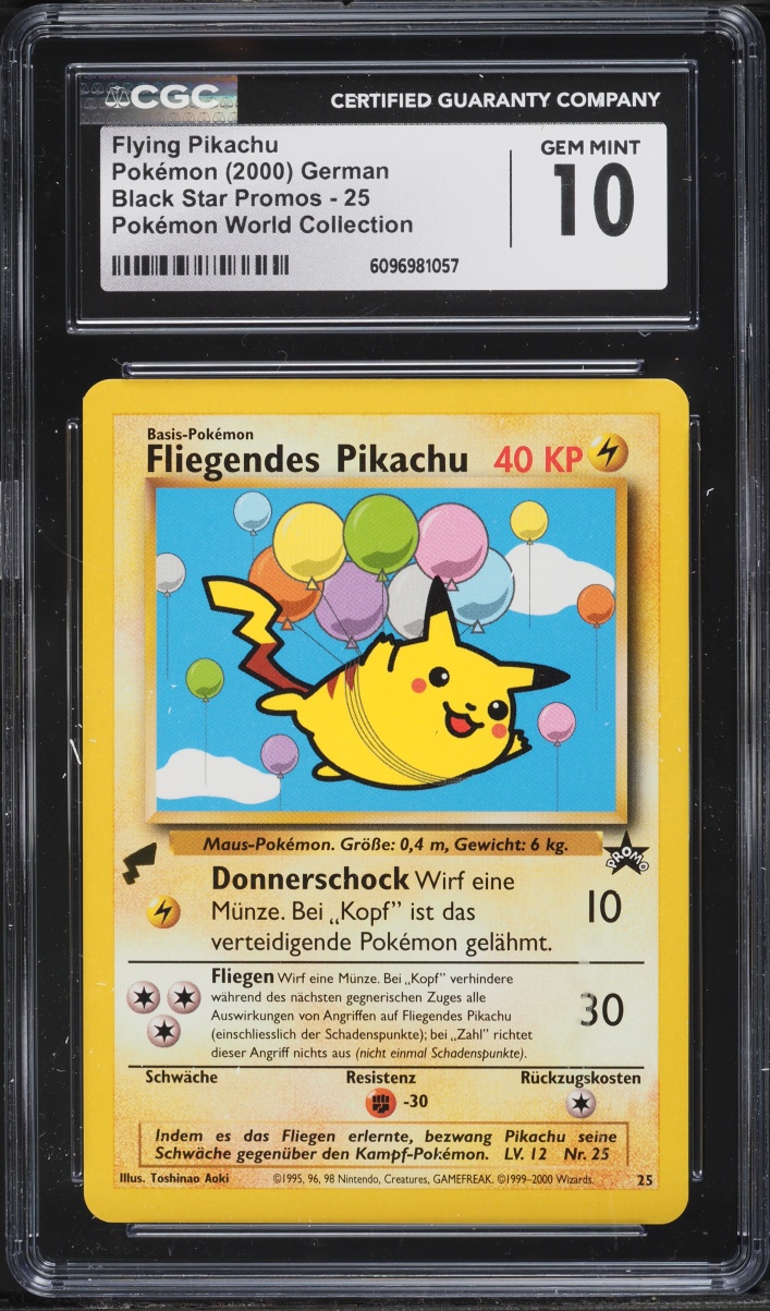 2000 Pokemon German Promo World Collection Flying Pikachu #25 CGC 10 GEM MINT