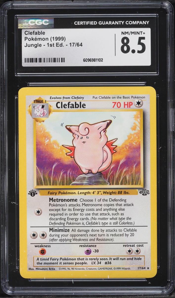 1999 Pokemon Jungle 1st Edition Clefable #17 CGC 8.5 NM-MT+