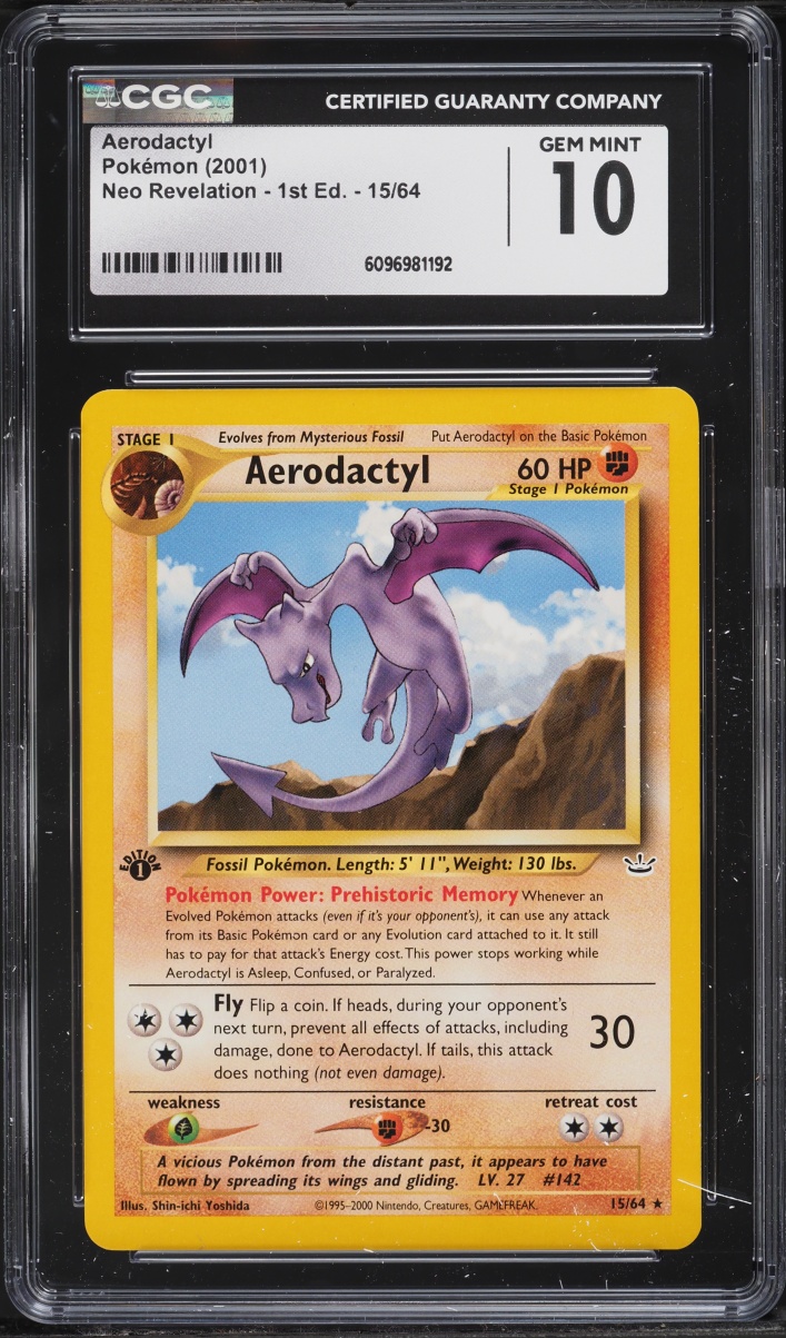2001 Pokemon Neo Revelation 1st Edition Aerodactyl #15 CGC 10 GEM MINT