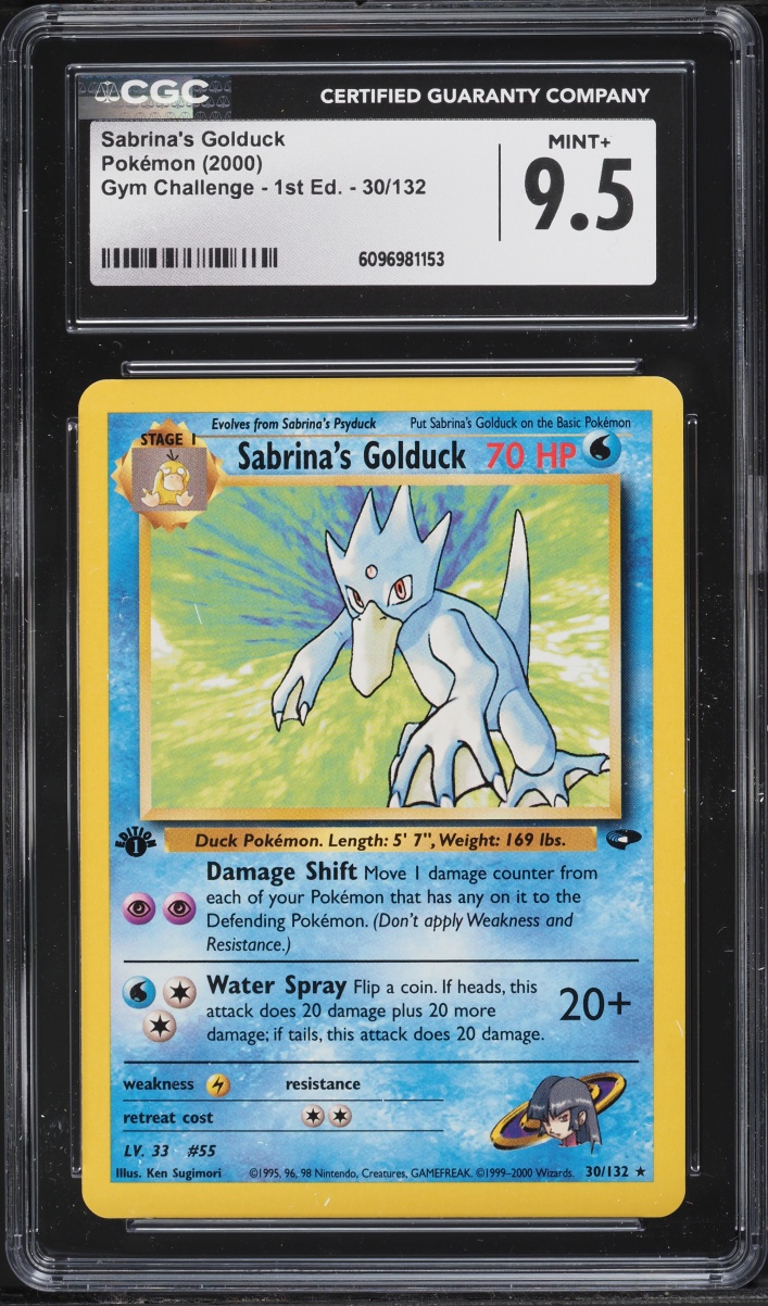 2000 Pokemon Gym Challenge 1st Edition Sabrina's Golduck #30 CGC 9.5 MINT+