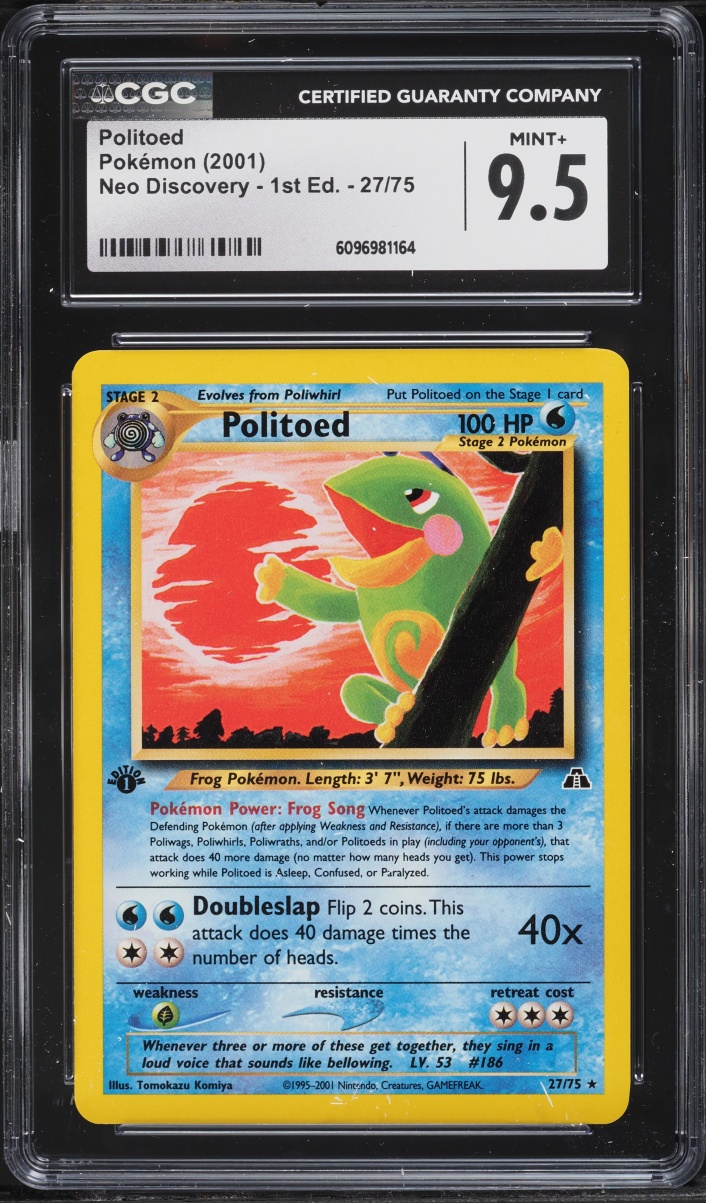 2001 Pokemon Neo Discovery 1st Edition Politoed #27 CGC 9.5 MINT+