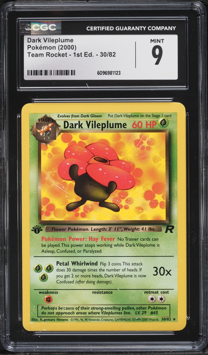 2000 Pokemon Team Rocket 1st Edition Dark Vileplume #30 CGC 9 MINT