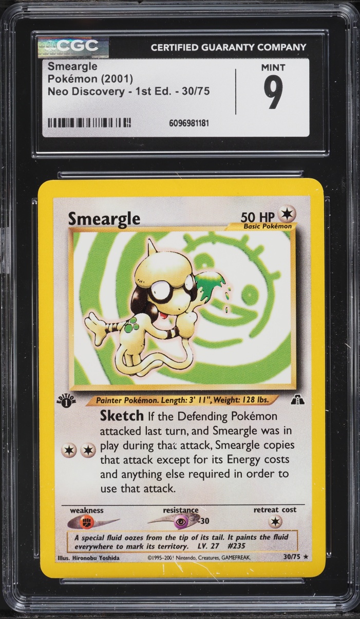 2001 Pokemon Neo Discovery 1st Edition Smeargle #30 CGC 9 MINT