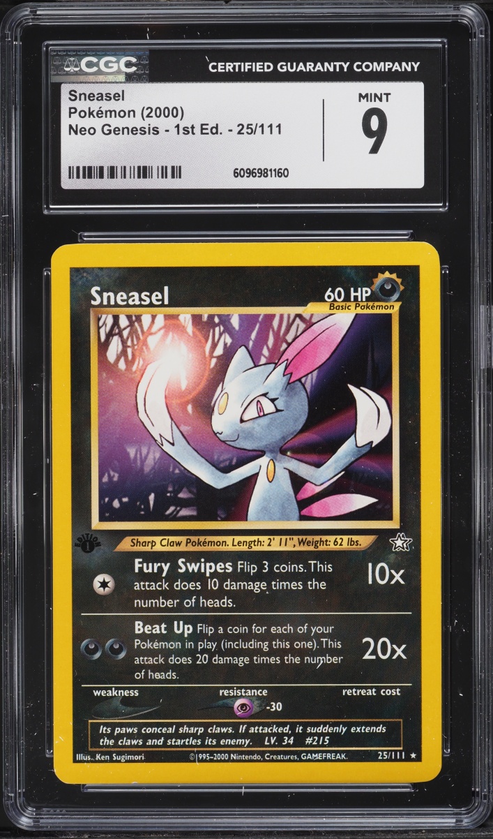 2000 Pokemon Neo Genesis 1st Edition Sneasel #25 CGC 9 MINT