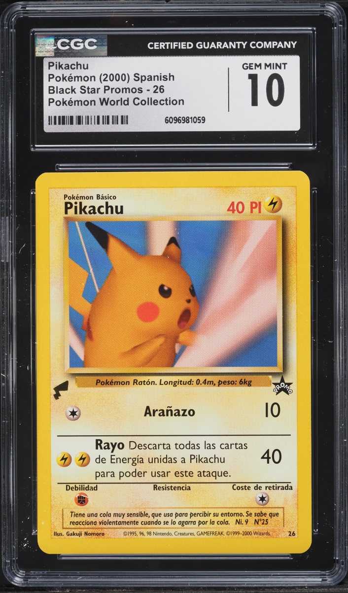 2000 Pokemon Spanish Black Star Promo World Collection Pikachu #26 CGC 10 GEM MINT