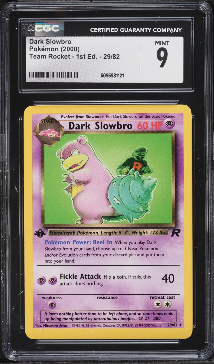 2000 Pokemon Team Rocket 1st Edition Dark Slowbro #29 CGC 9 MINT