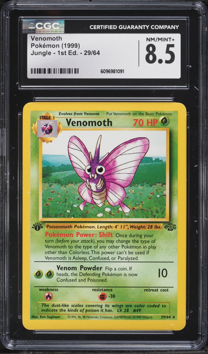1999 Pokemon Jungle 1st Edition Venomoth #29 CGC 8.5 NM-MT+