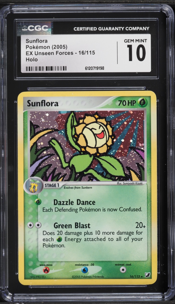 2005 Pokemon EX Unseen Forces Holo Sunflora #16 CGC 10 GEM MINT