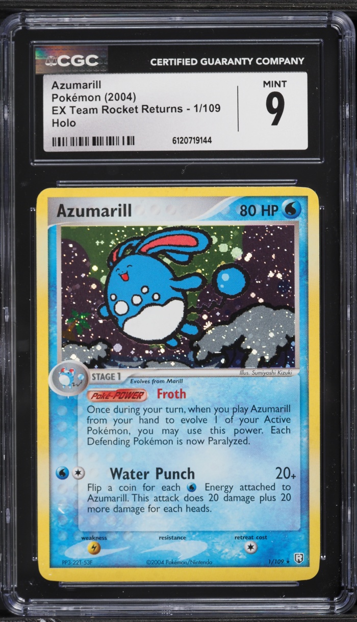 2004 Pokemon EX Team Rocket Returns Holo Azumarill #1 CGC 9 MINT