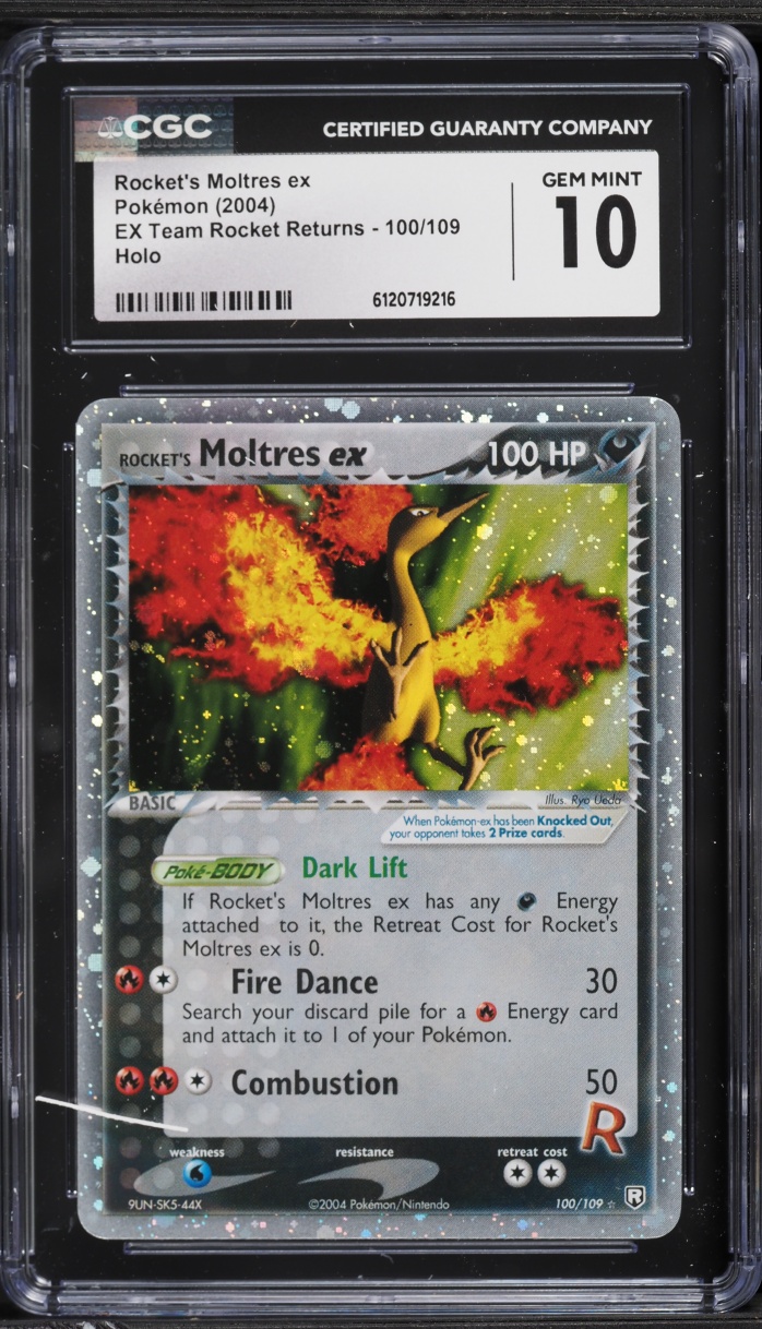 2004 Pokemon EX Team Rocket Returns Holo Rocket's Moltres Ex #100 CGC 10 GEM MINT