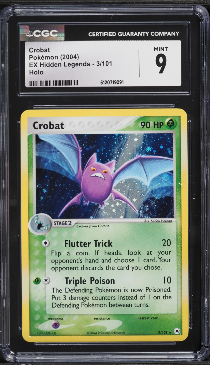 2004 Pokemon EX Hidden Legends Holo Crobat #3 CGC 9 MINT
