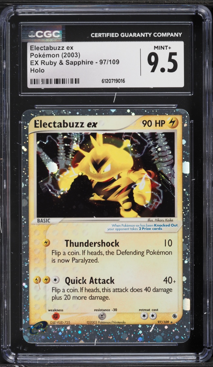 2003 Pokemon EX Ruby & Sapphire Holo Electabuzz ex #97 CGC 9.5 MINT+