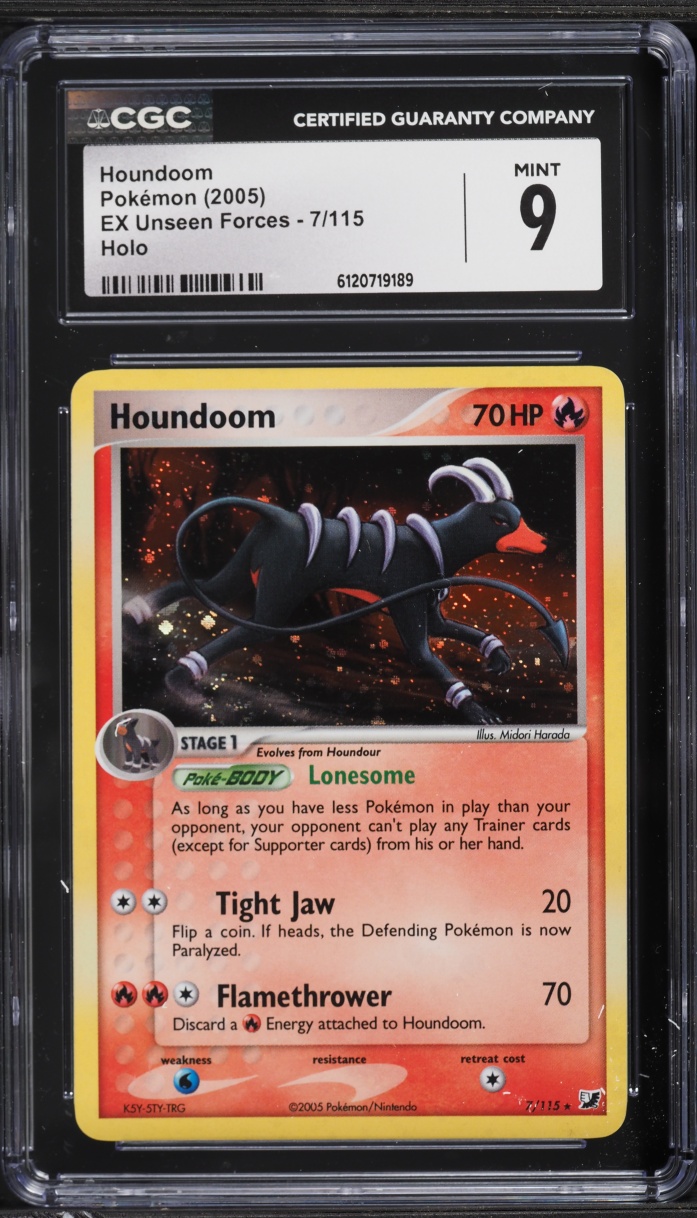 2005 Pokemon EX Unseen Forces Holo Houndoom #7 CGC 9 MINT