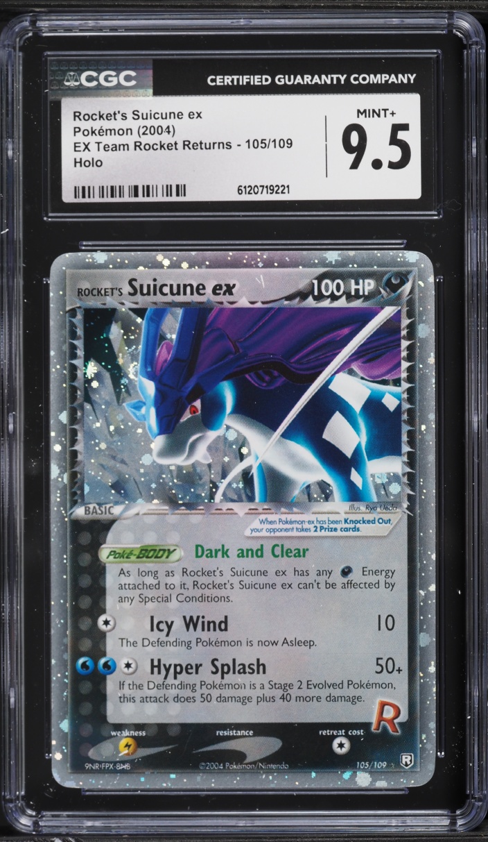 2004 Pokemon EX Team Rocket Returns Holo Rocket's Suicune ex #105 CGC 9.5 MINT+