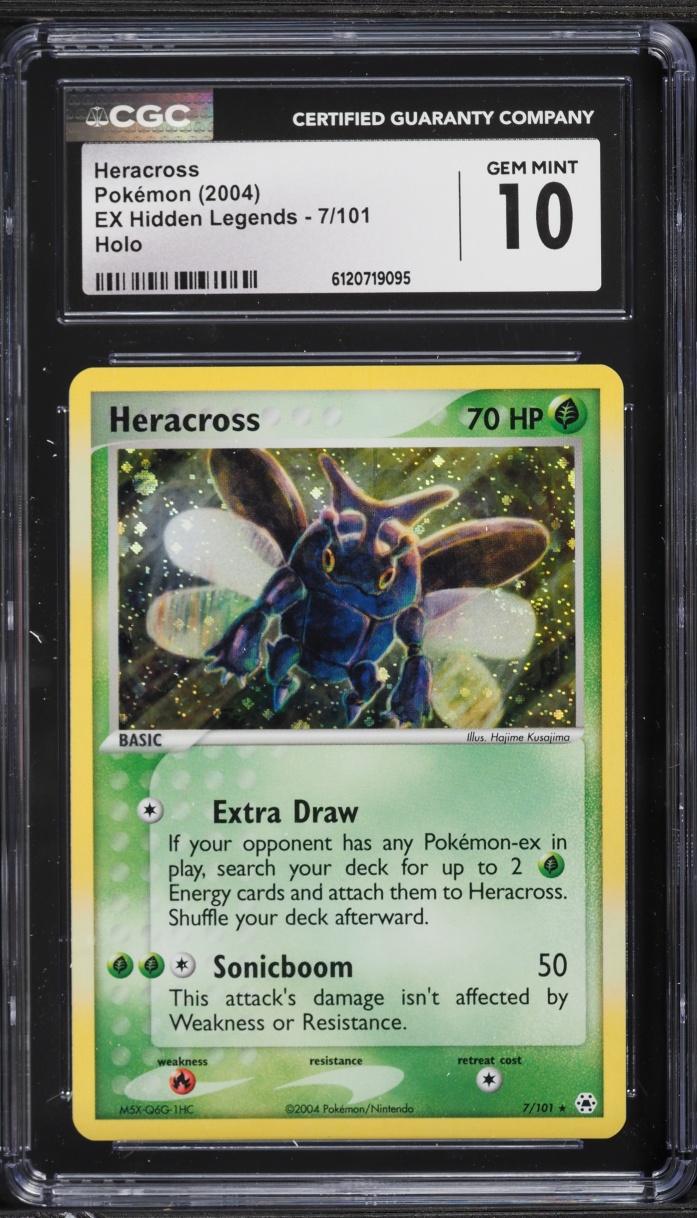 2004 Pokemon EX Hidden Legends Holo Heracross #7 CGC 10 GEM MINT