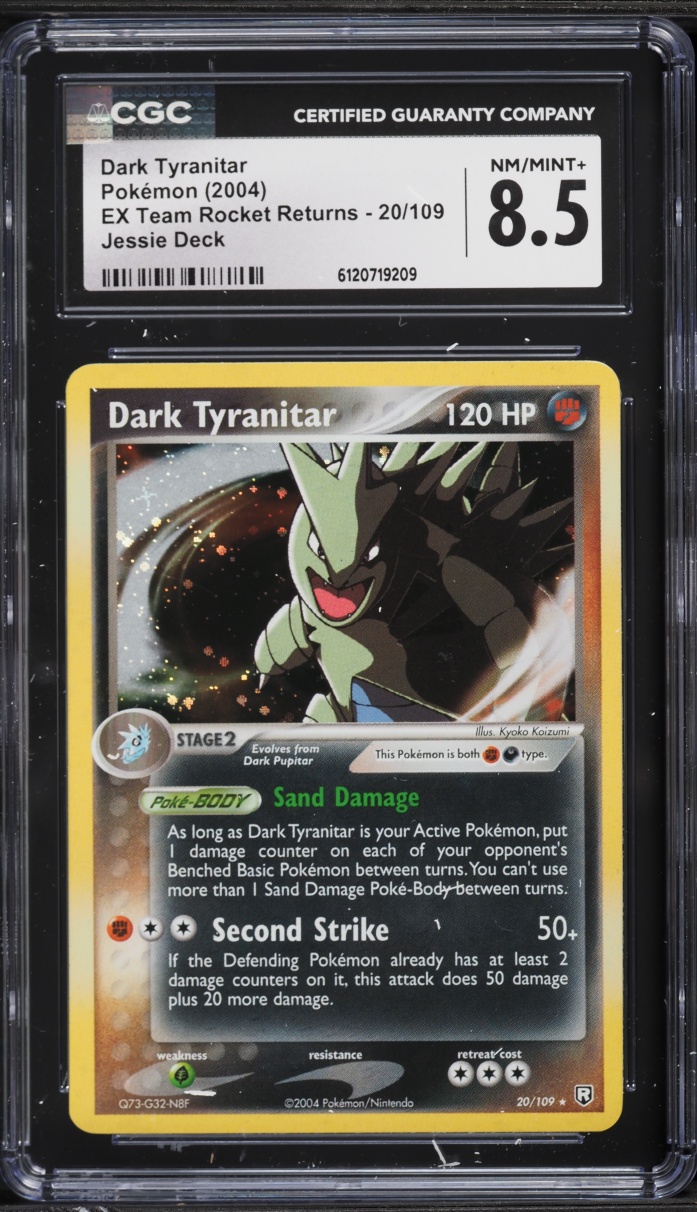 2004 Pokemon EX Team Rocket Returns Jessie Deck Dark Tyranitar #20 CGC 8.5 NM-MT+