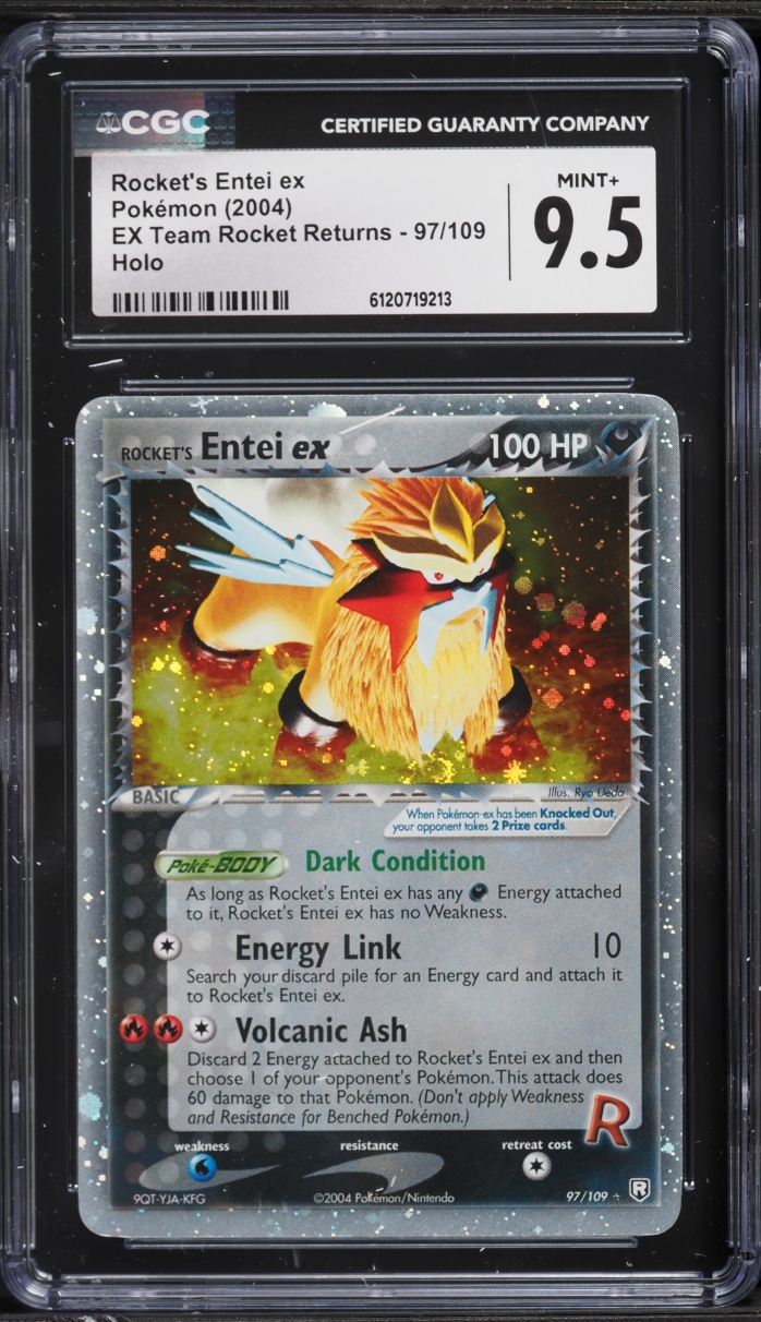 2004 Pokemon EX Team Rocket Returns Holo Rocket's Entei EX #97 CGC 9.5 MINT+