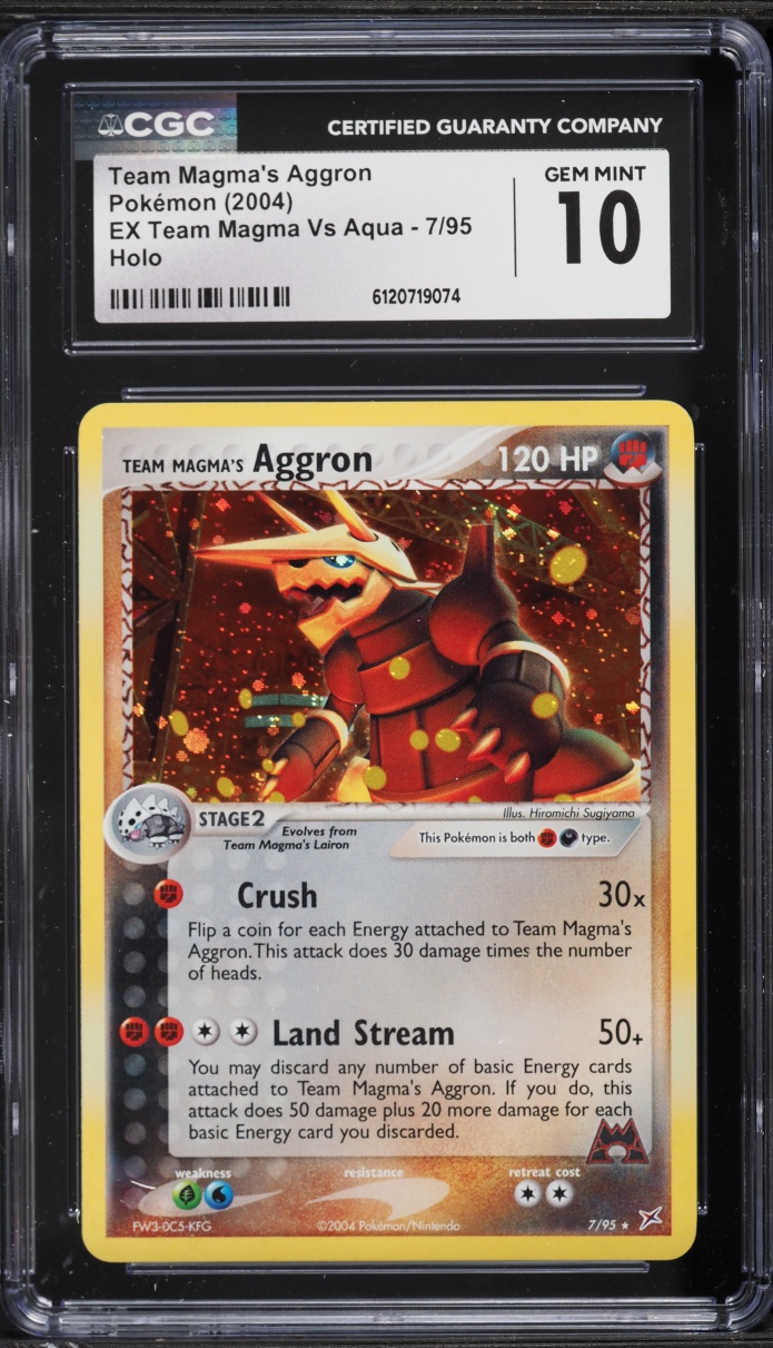 2004 Pokemon EX Team Magma Vs Aqua Holo Team Magma's Aggron #7 CGC 10 GEM MINT
