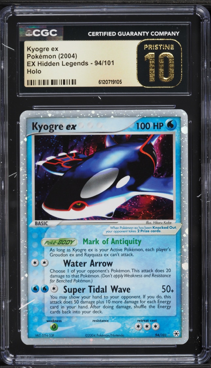 2004 Pokemon EX Hidden Legends Holo Kyogre EX #94 CGC 10 PRISTINE