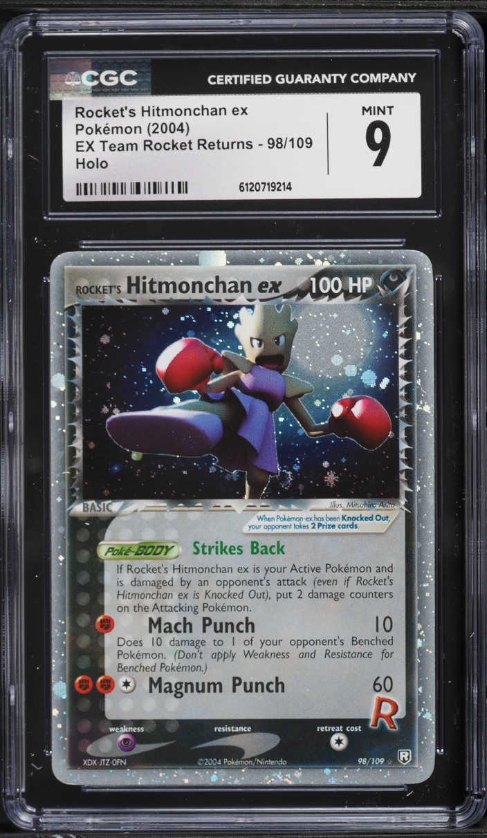 2004 Pokemon EX Team Rocket Returns Holo Rocket's Hitmonchan ex #98 CGC 9 MINT