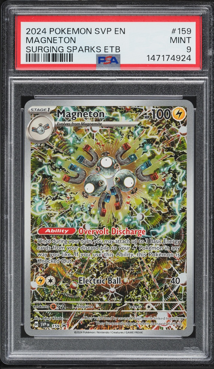 2024 Pokemon Scarlet & Violet Promo Surging Sparks ETB Full Art Magneton #159 PSA 9 MINT