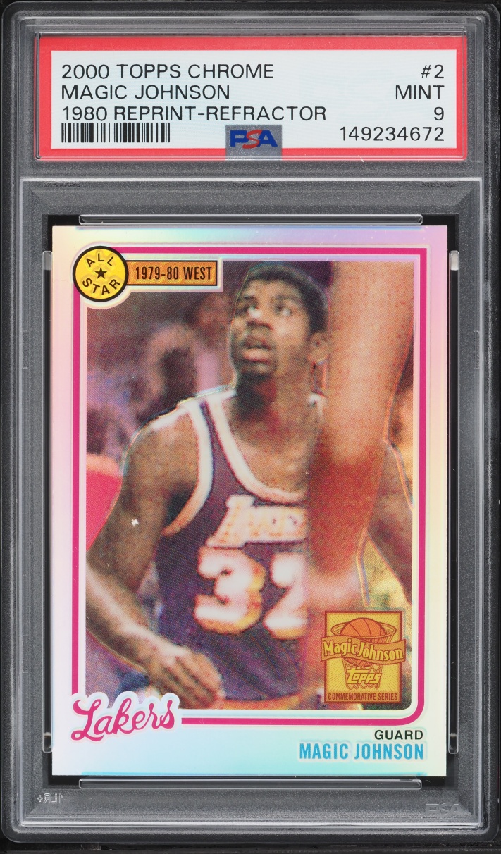 2000 Topps Chrome '80 Reprint Refractor Magic Johnson #2 PSA 9 MINT