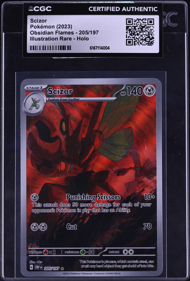 2023 Pokemon Scarlet & Violet Obsidian Flames IR Scizor #205 CGC AUTH