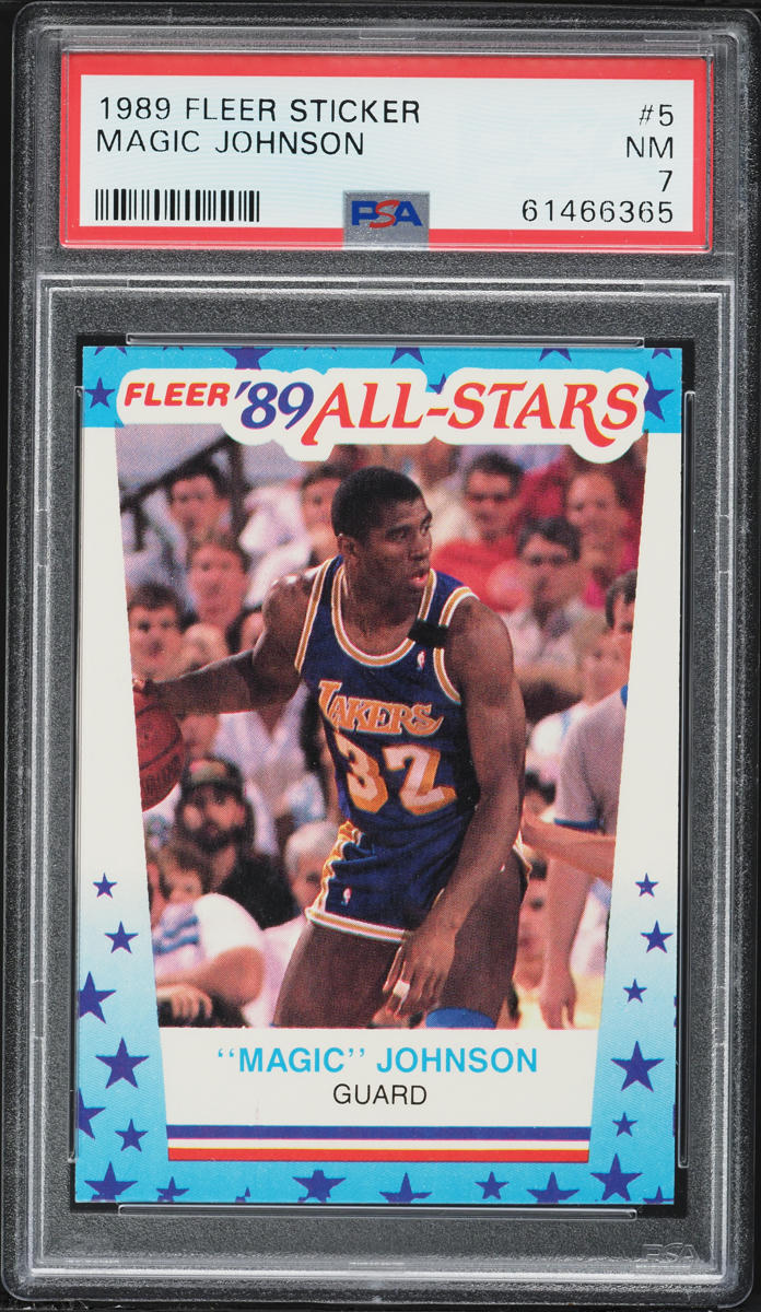 1989 Fleer Sticker Magic Johnson #5 PSA 7 NRMT