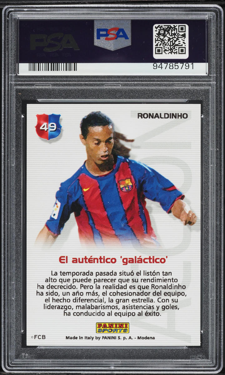 2004 Panini Sports Mega Cracks Barca Campeon Ronaldinho #49 PSA 9 MINT