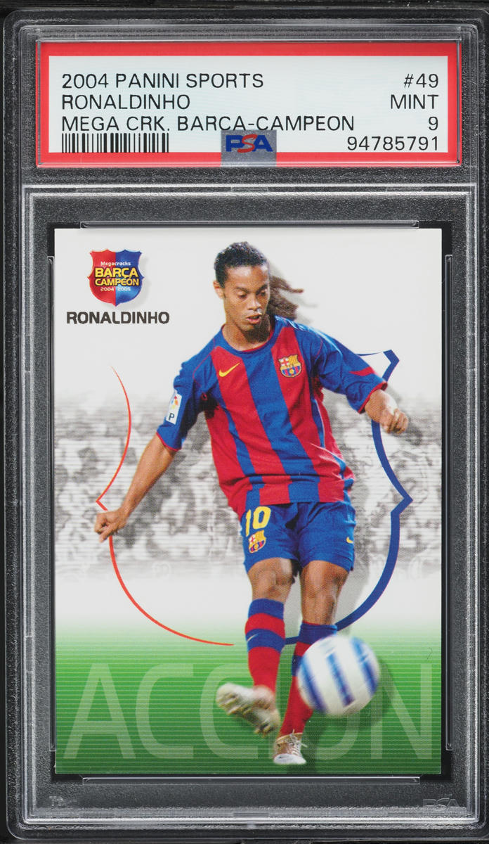 2004 Panini Sports Mega Cracks Barca Campeon Ronaldinho #49 PSA 9 MINT