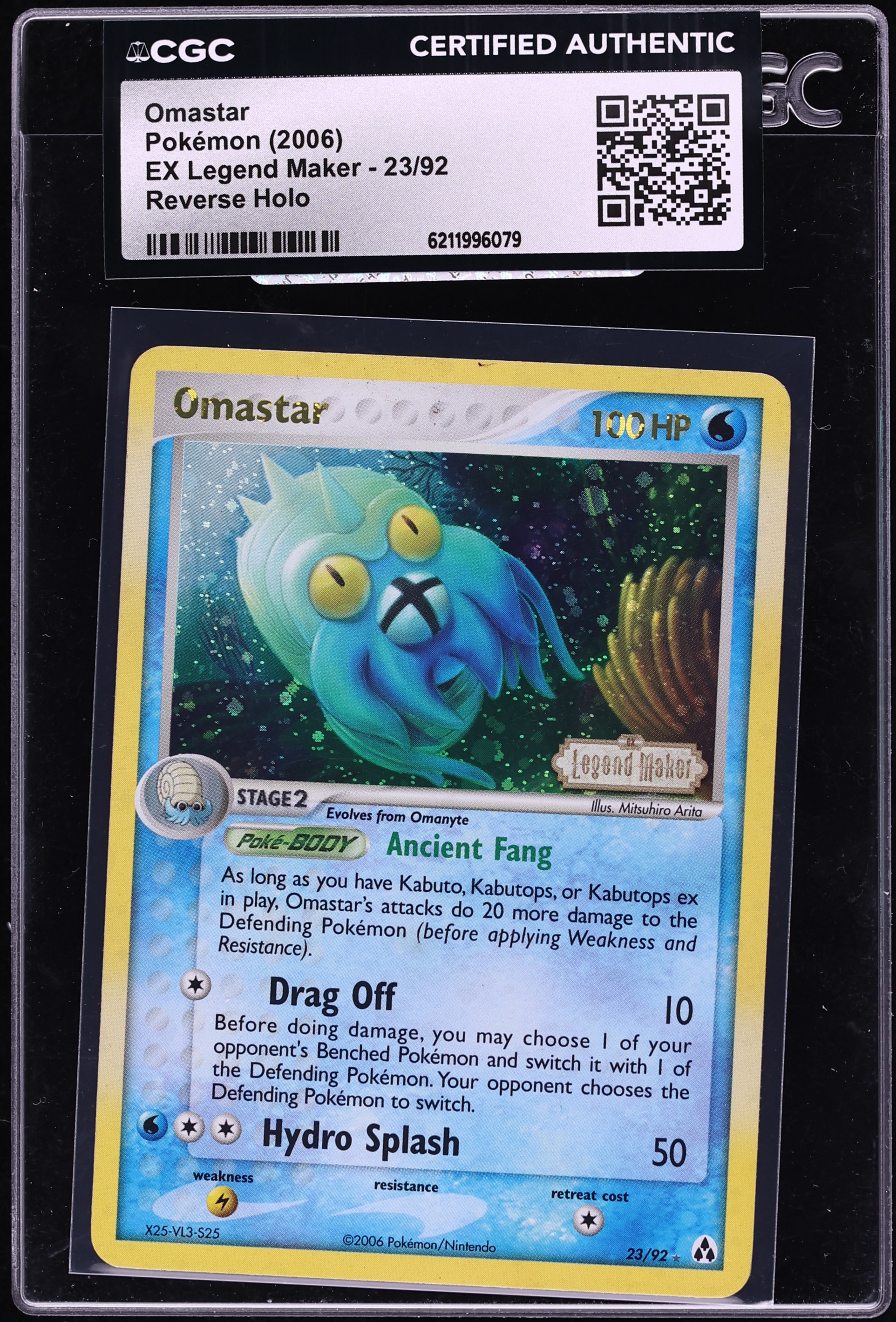 2006 Pokemon EX Legend Maker Reverse Holo Omastar #23 CGC AUTH
