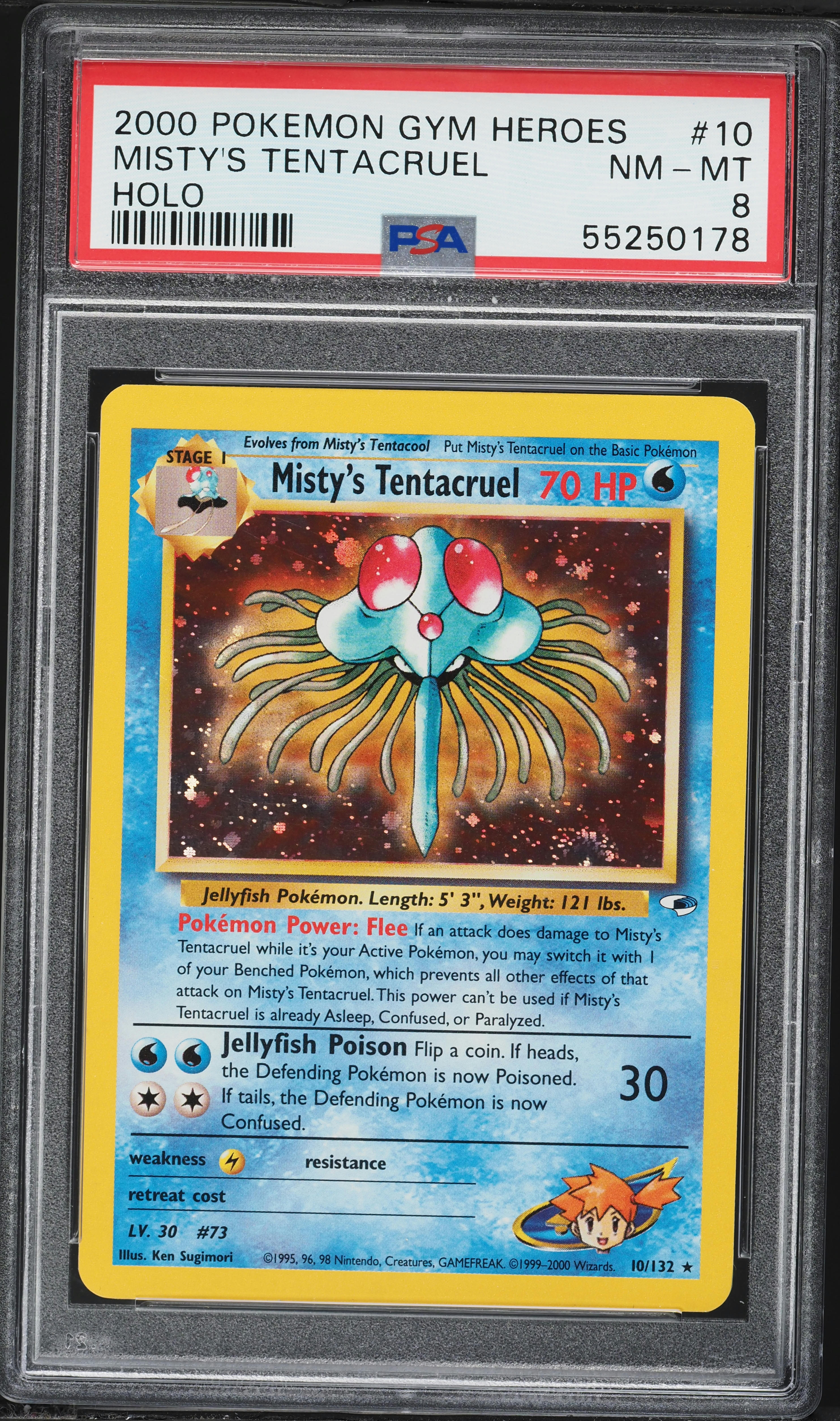 2000 Pokemon Gym Heroes Holo Misty's Tentacruel #10 PSA 8 NM-MT