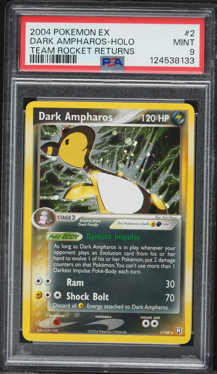 2004 Pokemon EX Team Rocket Returns Holo Dark Ampharos #2 PSA 9 MINT