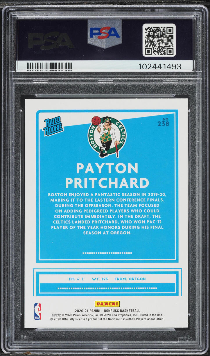 2020 Donruss Basketball Payton Pritchard ROOKIE #238 PSA 10 GEM MINT