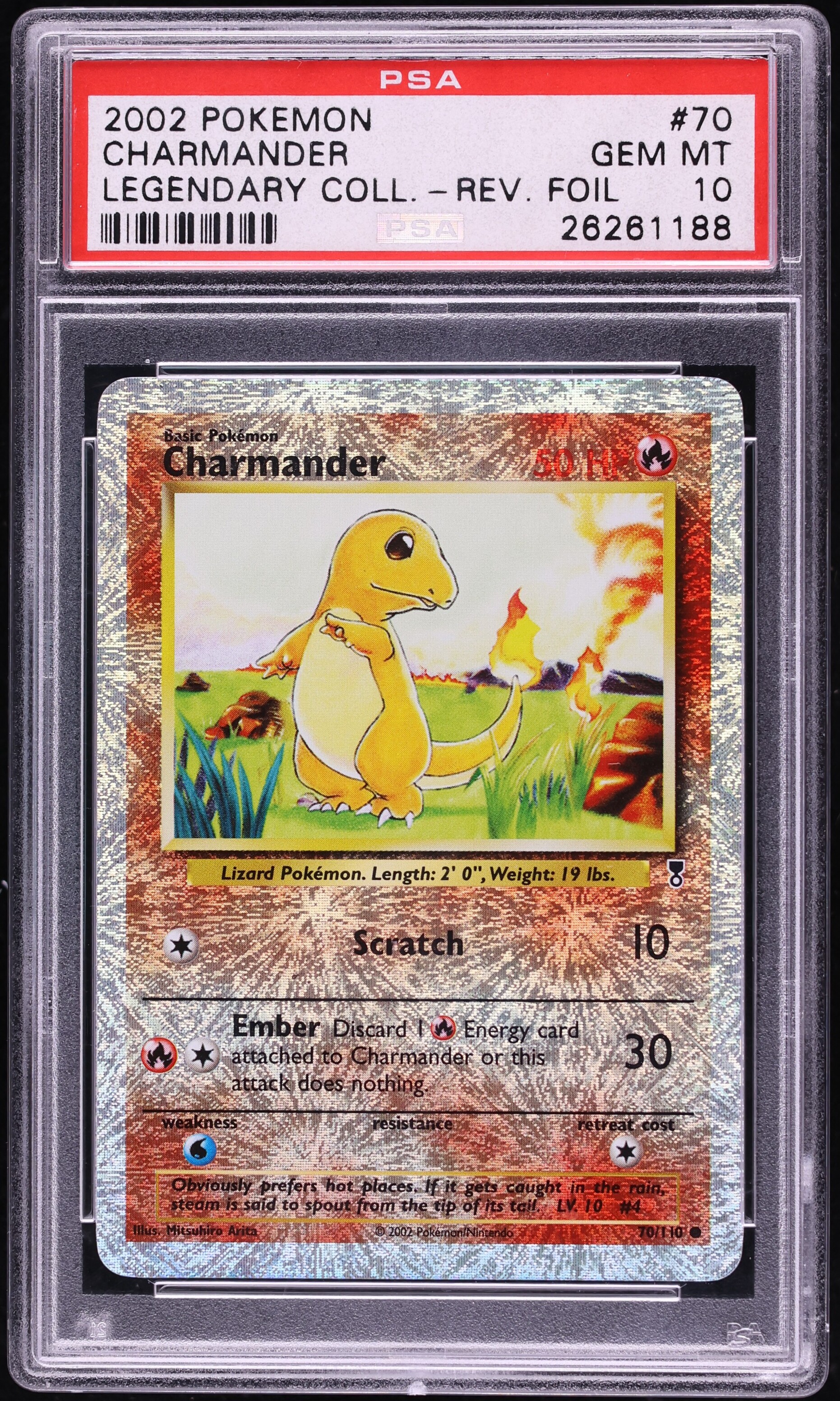 2002 Pokemon Legendary Collection Reverse Holo Charmander #70 PSA 10 GEM MINT
