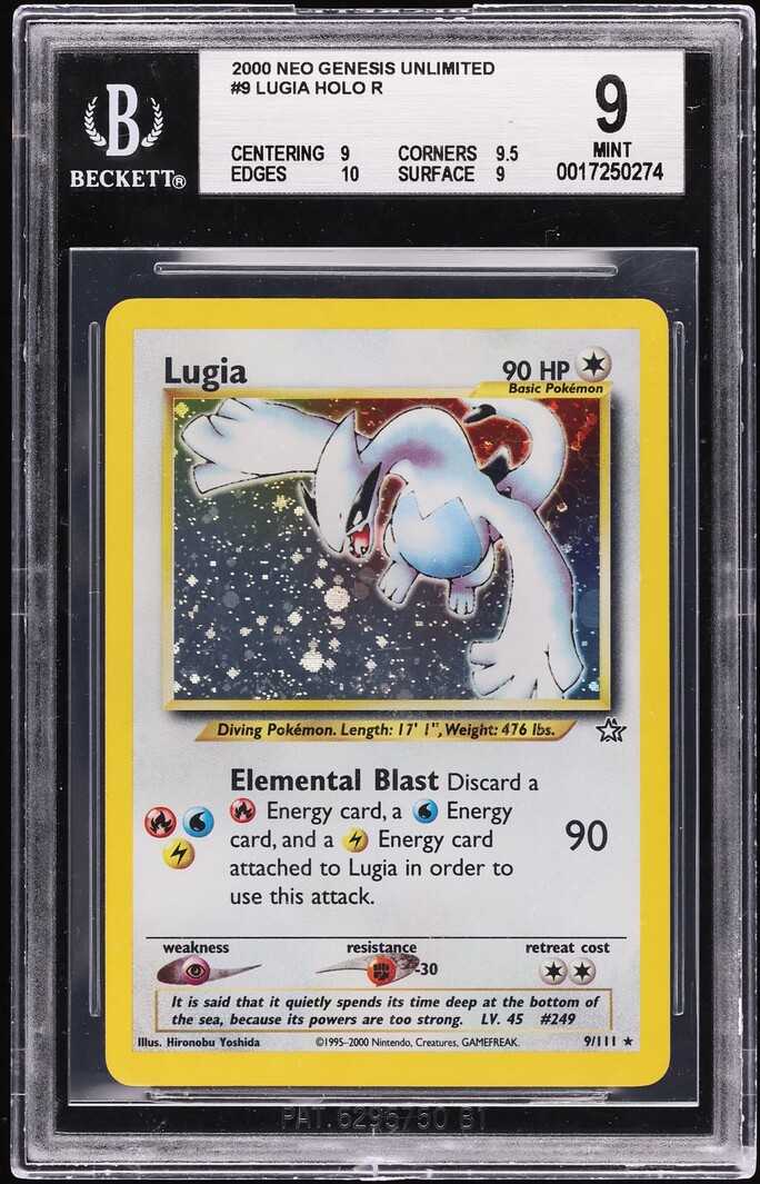 2000 Pokemon Neo Genesis Holo Lugia #9 BGS 9 MINT