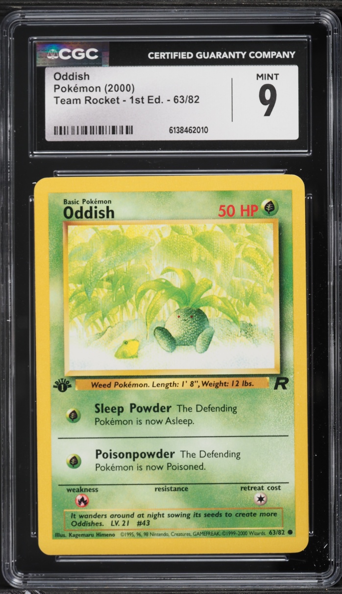 2000 Pokemon Team Rocket 1st Edition Oddish #63 CGC 9 MINT