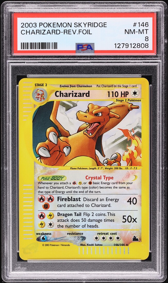 2003 Pokemon Skyridge Reverse Holo Crystal Charizard #146 PSA 8 NM-MT