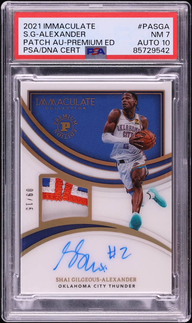 2021 Immaculate Collection Premium Gilgeous-Alexander PATCH AUTO DNA 10 /15 PSA 7 NRMT