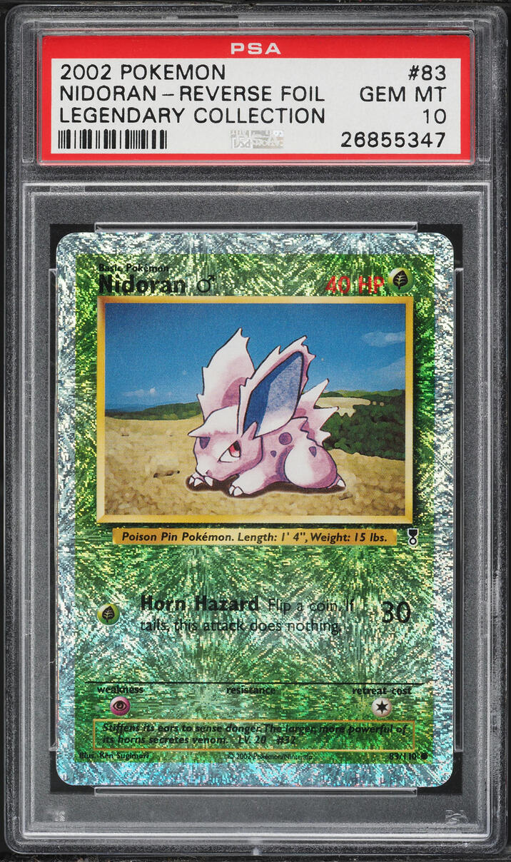 2002 Pokemon Legendary Collection Reverse Holo Nidoran #83 PSA 10 GEM MINT