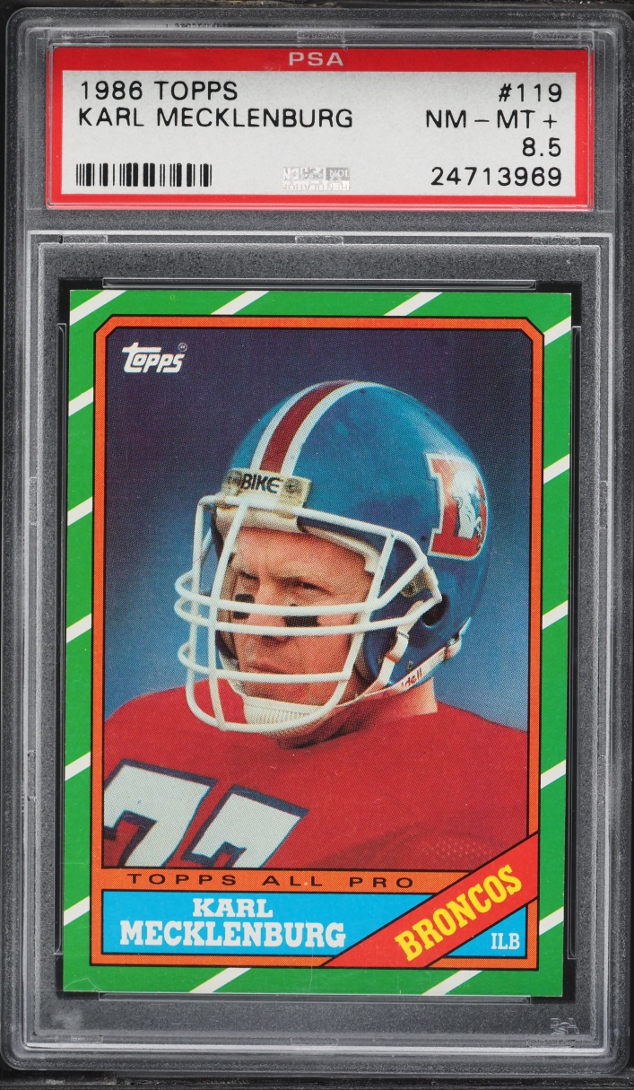 1986 Topps Football Karl Mecklenburg ROOKIE #119 PSA 8.5 NM-MT+