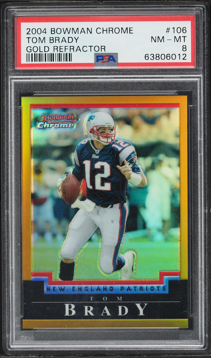 2004 Bowman Chrome Gold Refractor Tom Brady /50 #106 PSA 8 NM-MT - Photo 1