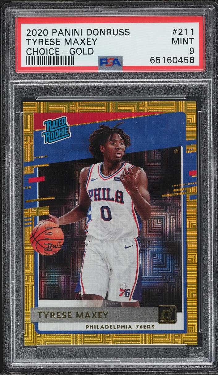 2020 Donruss Choice Gold Tyrese Maxey ROOKIE /10 #211 PSA 9 MINT - Photo 1