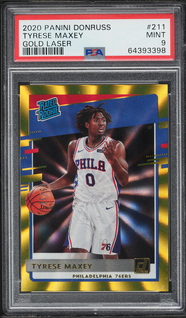 2020 Donruss Gold Laser Tyrese Maxey ROOKIE /10 #211 PSA 9 MINT - Photo 1