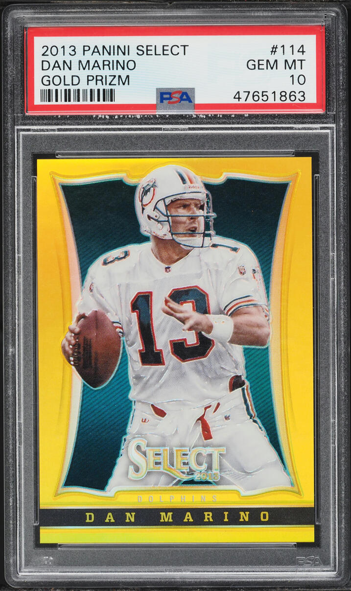 2013 Select Gold Prizm Dan Marino 1/10 #114 PSA 10 GEM MINT - Photo 1